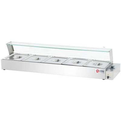 호텔 뷔페 음식 장비 스테인레스 스틸 유리 덮개 전기 음식용 Bain Marie