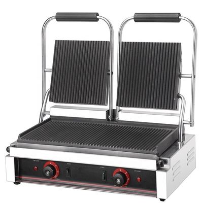 565x370x190mm 전기 콘택트 그릴 온 BBQ 플레이트 모든 갈래가 있는 이중 플레이트 파니니 그릴