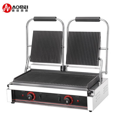3600W 상업용 테이블 톱 콘택트 그릴 샌드위치 프레스 파니니 그릴 블랙 실버
