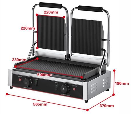 3600W 상업용 테이블 톱 콘택트 그릴 샌드위치 프레스 파니니 그릴 블랙 실버