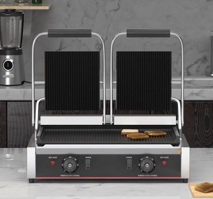 3600W 상업용 테이블 톱 콘택트 그릴 샌드위치 프레스 파니니 그릴 블랙 실버