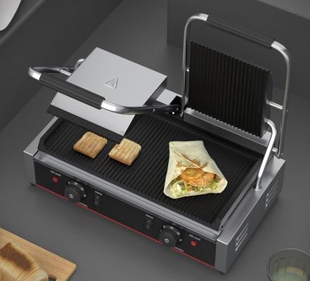 3600W 상업용 테이블 톱 콘택트 그릴 샌드위치 프레스 파니니 그릴 블랙 실버