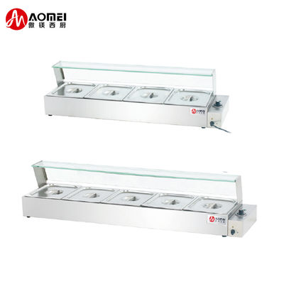 호텔 뷔페 음식 장비 스테인레스 스틸 유리 덮개 전기 음식용 Bain Marie