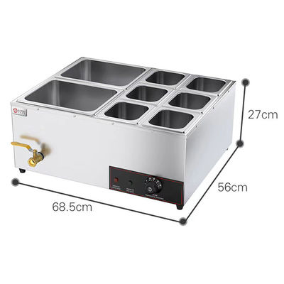 호텔 뷔페 음식 장비 스테인레스 스틸 유리 덮개 전기 음식용 Bain Marie