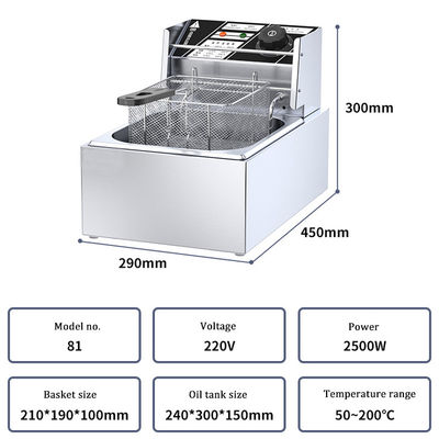 핫도그 패스트푸드 12L 딥 프라이어 2.5 2.5KW 전기 전원 및 2 바구니