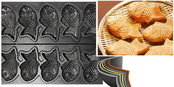 스탠레스 스틸 Taiyaki 제조 기계 간식 장비와 128x8x78mm 생선 크기