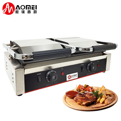 상업용 주방 비 스틱 전기 Cast Iron 3600W 전력을 가진 Panini 접촉 그릴