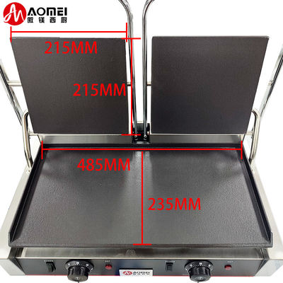 상업용 주방 비 스틱 전기 Cast Iron 3600W 전력을 가진 Panini 접촉 그릴