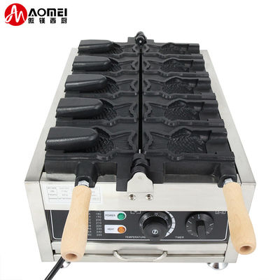 220v 전기 5 pcs 오픈 입 생선 모양 와플 메이커 타이야키 기계 375*700*290